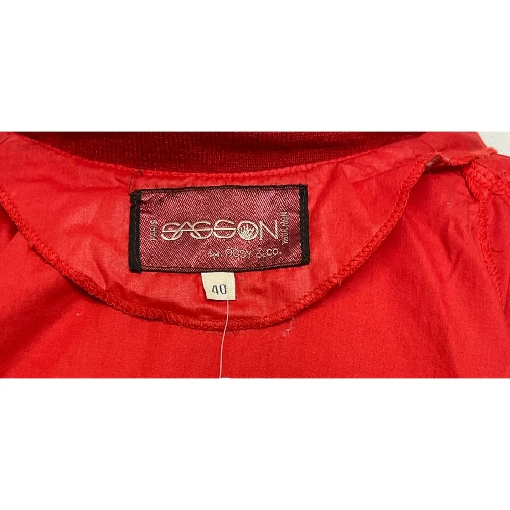 VTG 1980s Sasson OSSY men's Red Bomber‎ Blouson Streetwear windbreaker jacket 40